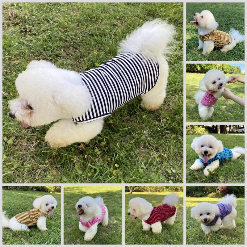 LEVIBASIC Dog Shirts Cotton Striped T-Shirts, Breathable Basic Vest for Puppy and Cat, Super Soft Stretchable Doggy Tee Tank Top Sleeveless, Fashion & Cute Color for Boys and Girls (XL, Black+Red) - Image 5